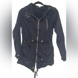 Fashion Nova Black Utility Jacket with Gold Accents